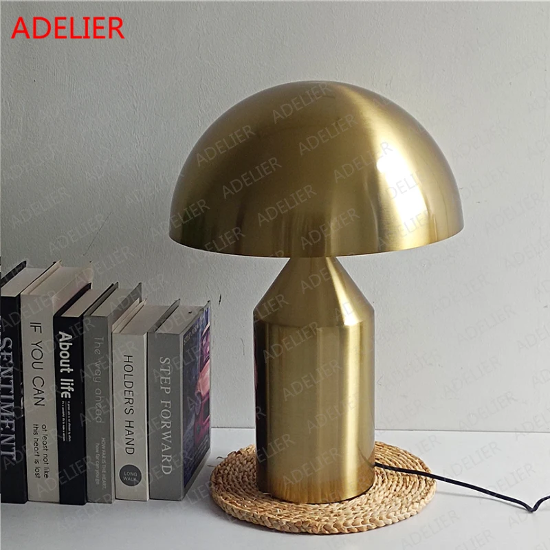 Imagem -03 - Nordic Ferro Mushroom Table Lamp Ouro Home Decor Luminárias Estudo Quarto Desk Lamp Sala Stand Lâmpadas Pequeno Diâmetro 25cm