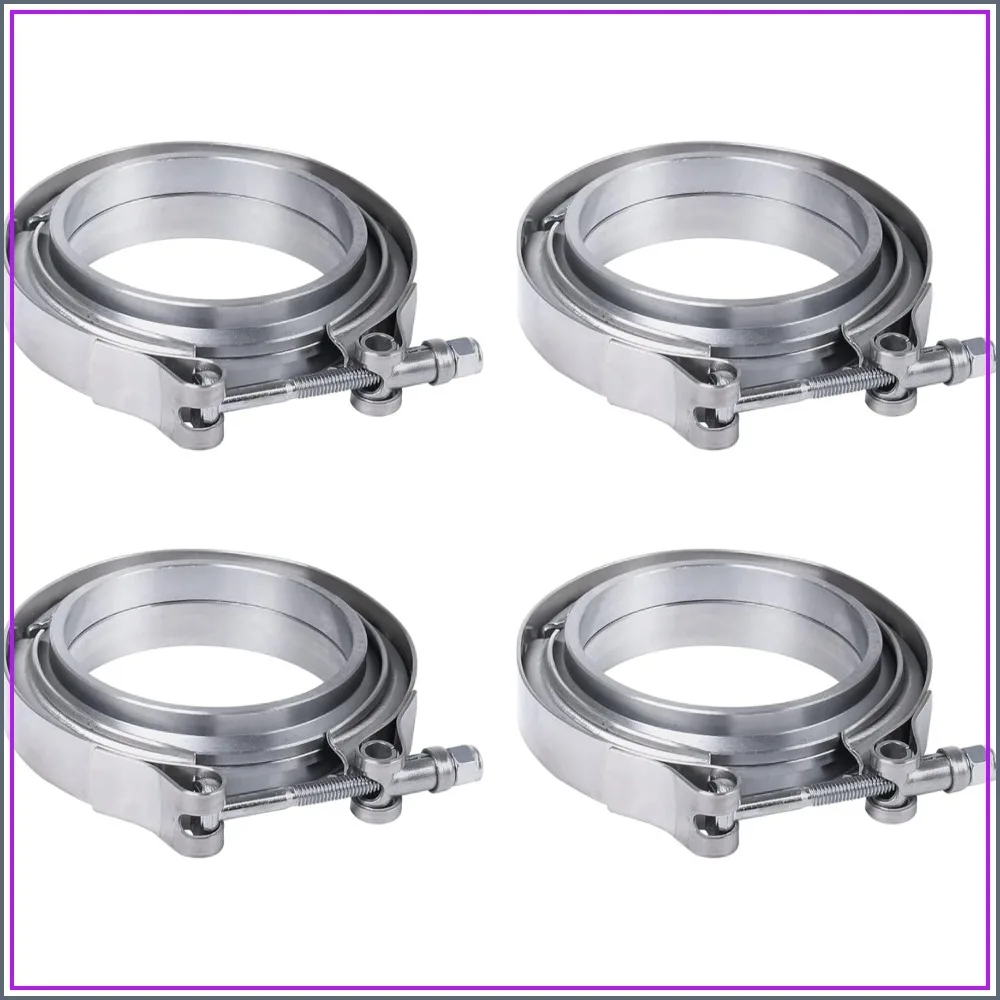 

Stainless Steel 2.5" V-Band Flange & Clamp Kit 4 Pcs Replacement for Turbo Exhaust Downpipes