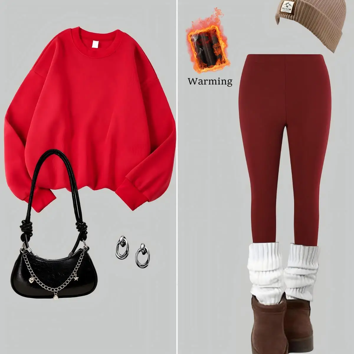 

2 шт., однотонный женский комплект брюк, осенние флисовые толстовки в стиле хип-хоп, утепленные леггинсы Y2K с круглым вырезом, удобная женская спортивная одежда