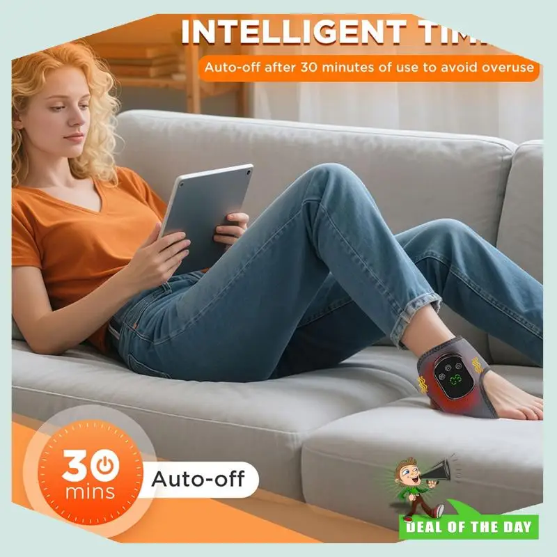 Masażer do kostek bezprzewodowy z funkcją grzania i kompresji, dostawa w 24 godziny, 5 poziomów grzania, 3 tryby wibracji.