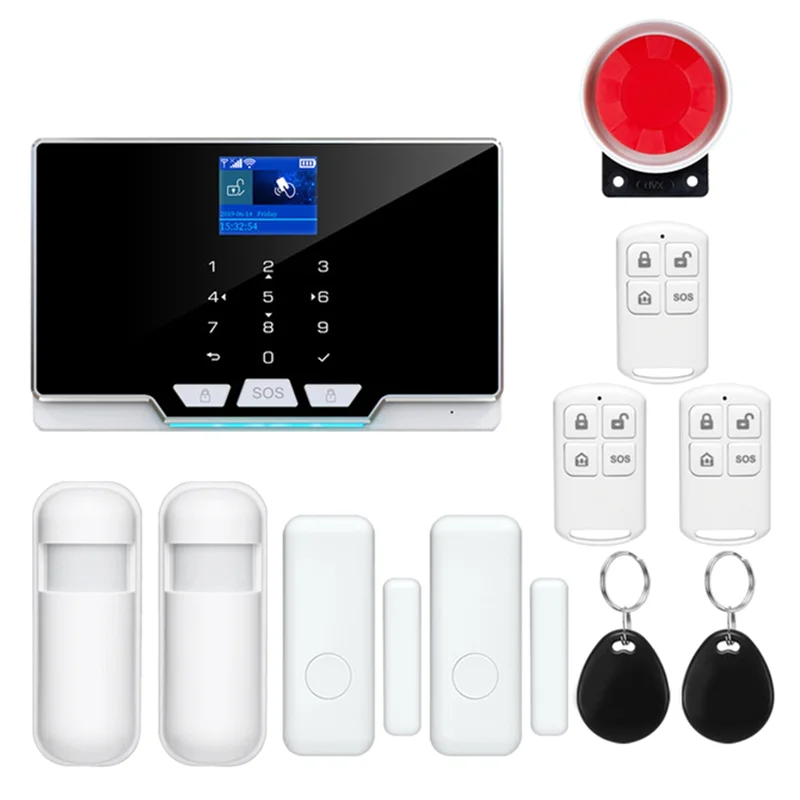 B04B-Residential Smart Life GSM Wifi Alarms System For House Wireless Security Alarms Home Tuya Smart App Control