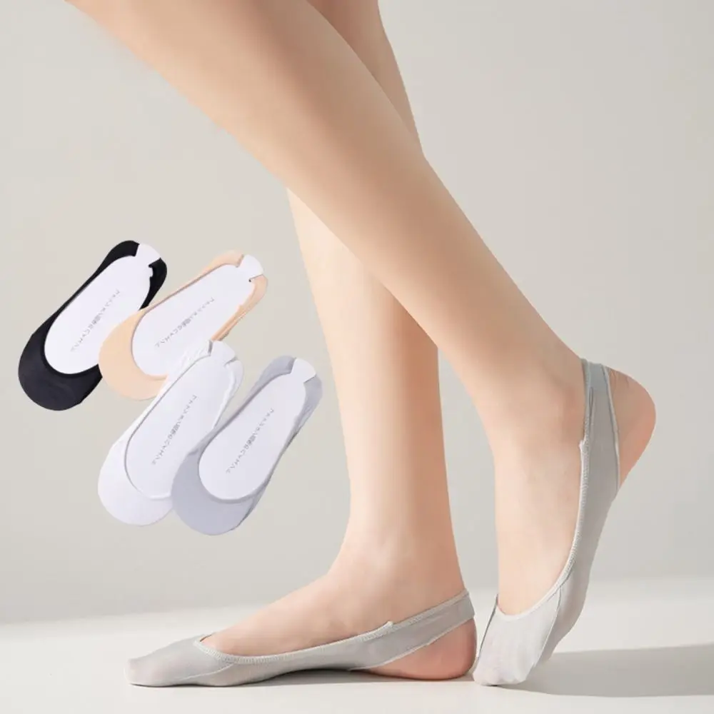 

5Pairs Ultra-thin Ice Silk Suspender Socks Anti-slip Invisible Half Feet Socks Shallow Mouth Hosiery Half Palm Boat Socks Women