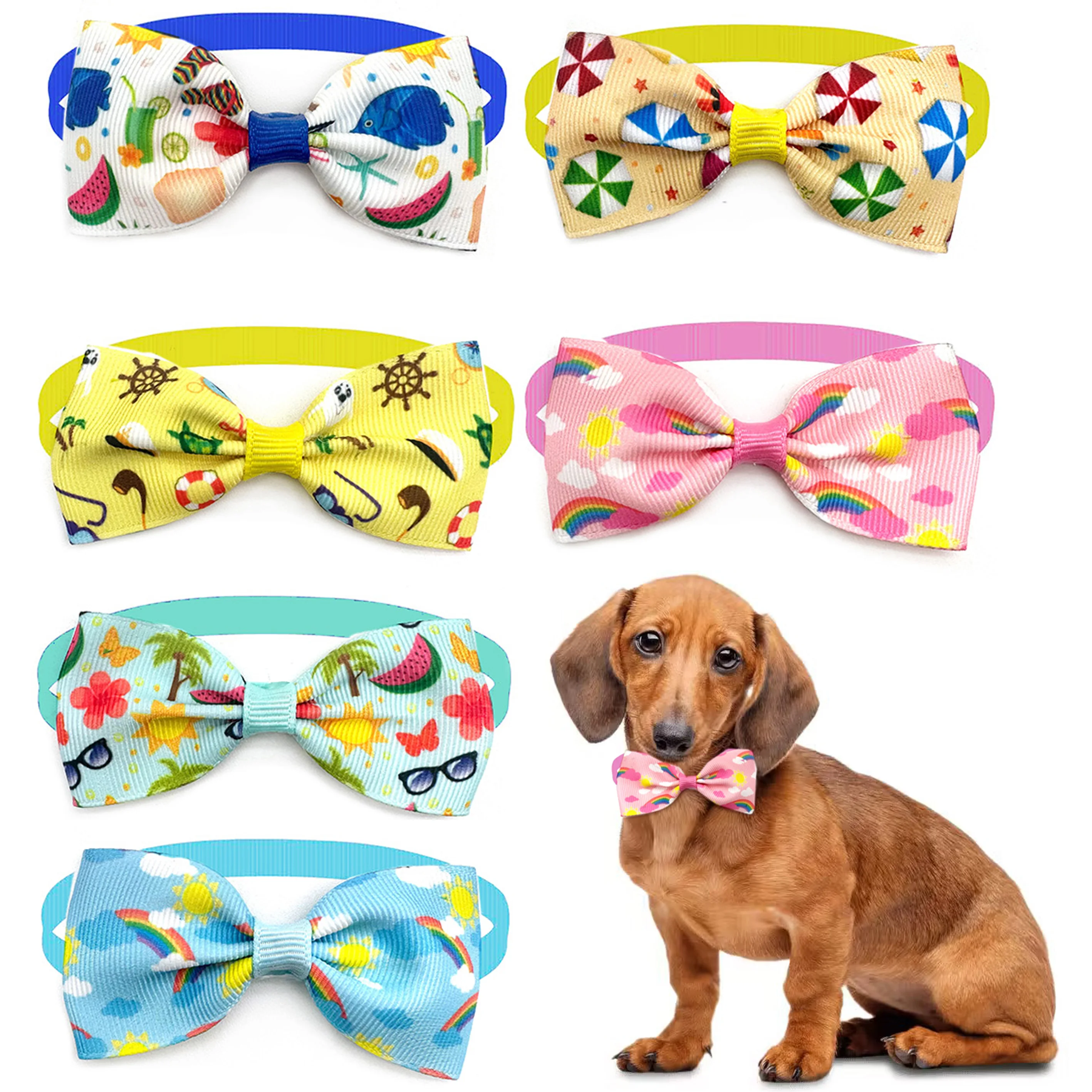 

10 Pcs Pet Dog Accessories Summer Beach Hot New Style Bowties Puppy Pet Bowtie Products for Small Dog Pet Grooming Supplies