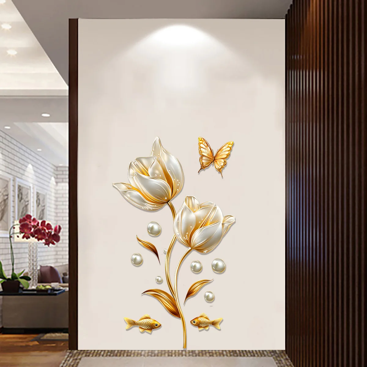 3D Tulip Wall Sticker Butterfly Flower Stickers Removable Living Room Bedroom Bathroom Wallpaper Home Decor Decoration Posters