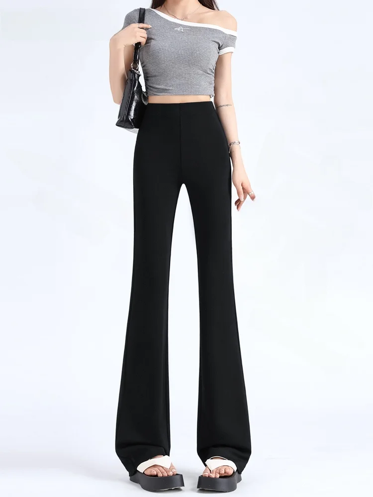 

Женские летние тонкие брюки-клеш из ледяного шелка Bla Ice Silk с высокой талией, облегающие, для йоги, повседневные, широкие штаны с высокой талией