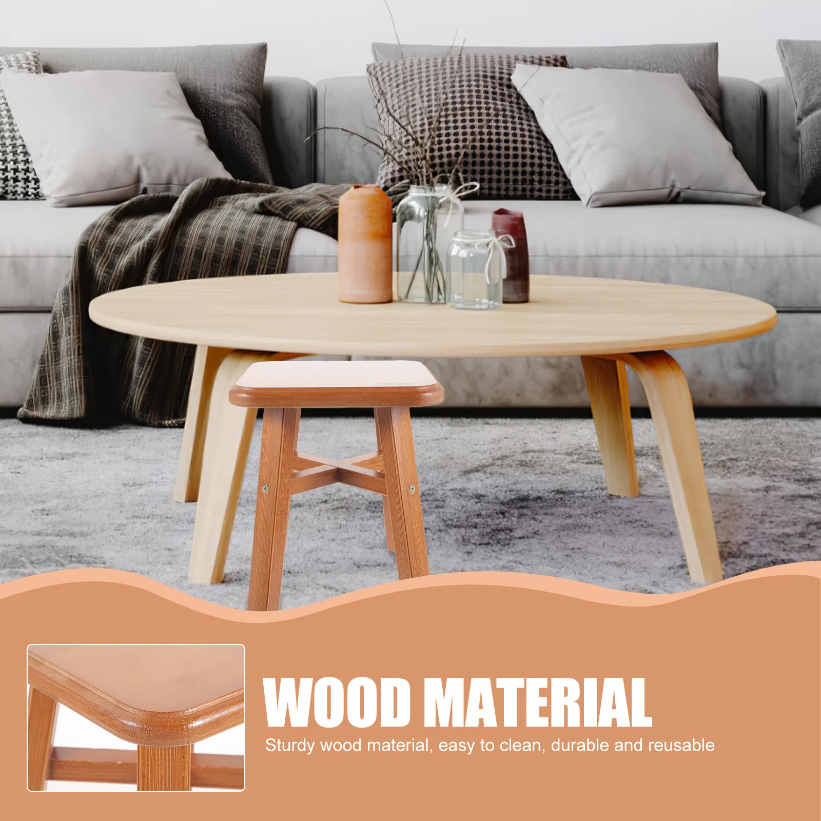 

Wooden Small Home Indoor Outdoor Use Modern Shoe Changing Wood Step Stool Living Room Bedroom Decorative Stool
