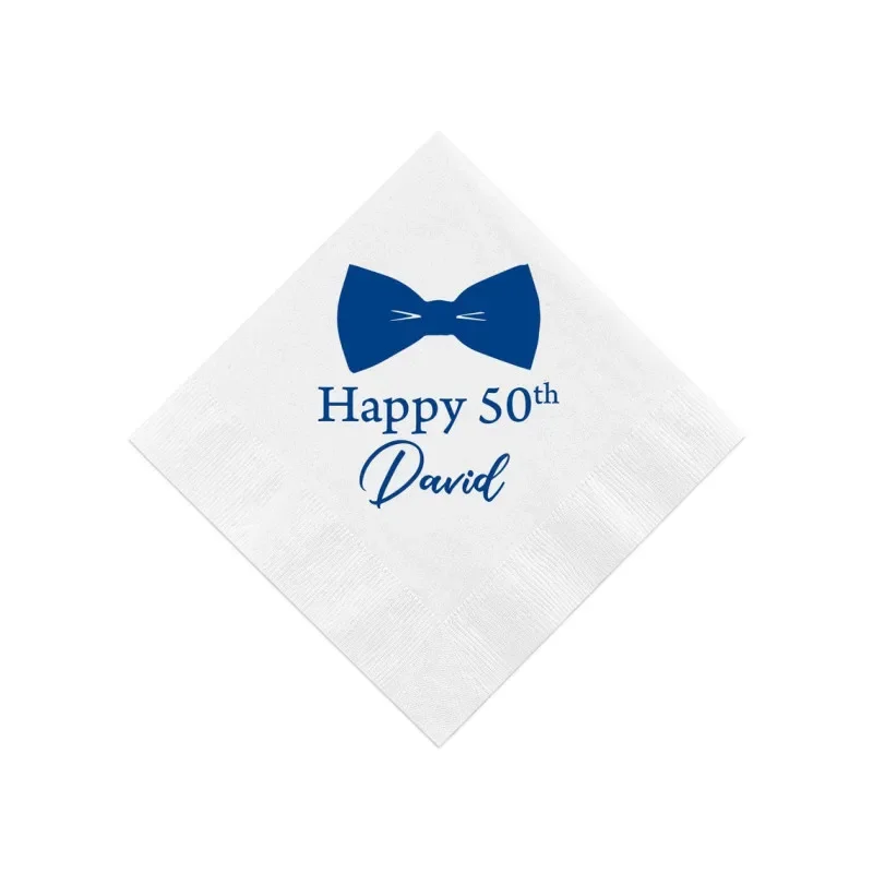 Bow Tie Birthday - Personalized Napkins 40th Birthday | 50th Birthday Custom any number Custom Birthday Napkins Design Napkins