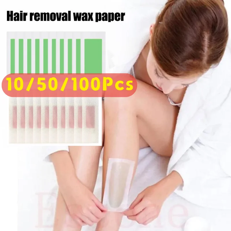 10/50/100 Peças de Tiras de Cera para Depilação de Verão, Adesivos Profissionais para Depilação de Rosto, Pernas, Lábios, Sobrancelhas e Braços