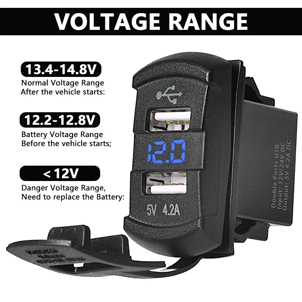 5 فولت 4.2A العالمي LED شاحن سيارة المزدوج USB التبديل ل Can-AM Maverick X3 ل بولاريس RZR 1000 800 900 xp الحارس لقارب UTV ATV