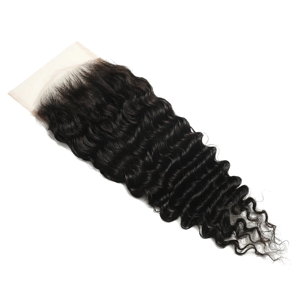 12A 5x5ディープウェーブレースクロージャー人毛透明レースクロージャー生え際処理済みフリーパート100%ブラジル産バージンヘア