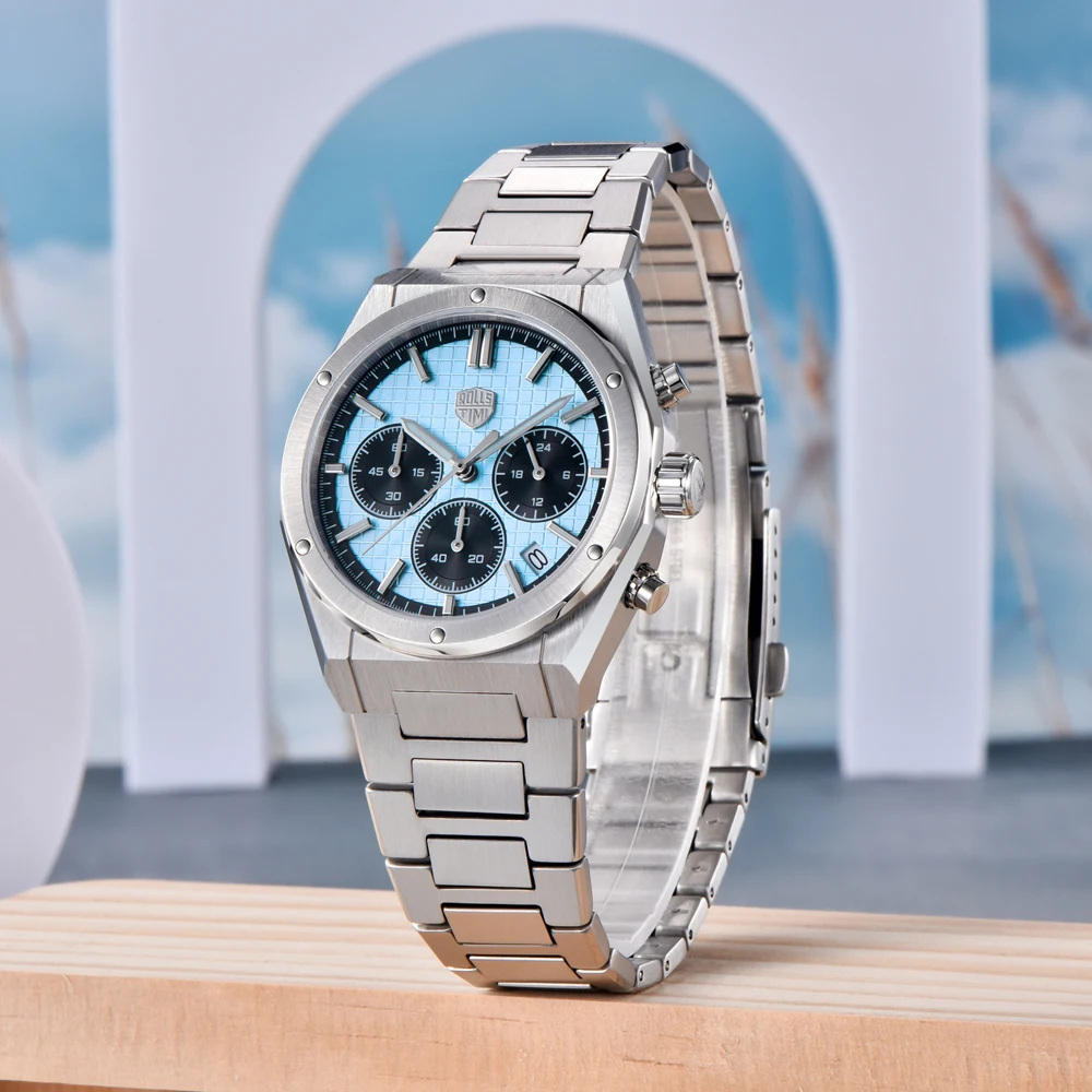 2025 جديد RollsTimi ساعات رجالية كوارتز ساعة كرونوغراف للرجال قمة فاخرة AR الياقوت مرآة مضيئة مقاوم للماء ساعة هدية