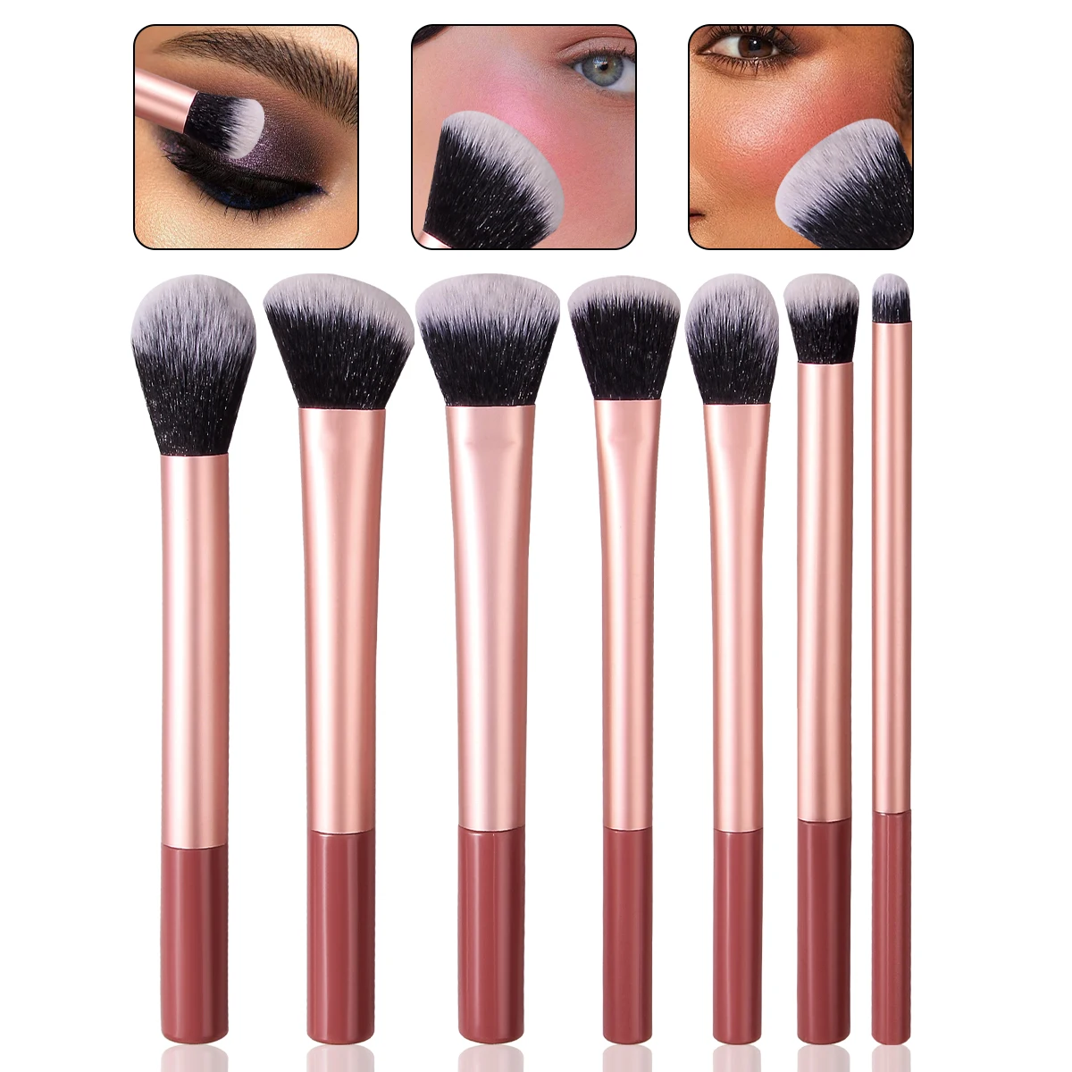 2025 New 7-piece makeup brush set:High-quality synthetic bristles,loose powder brush,blush brush,eyeshadow brush,concealer brush