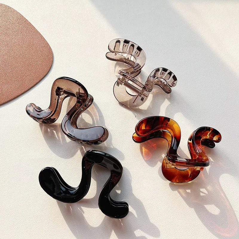 Wave Large Hair Claw Clips Crab Clamps Women Girls PC Jelly Leopard Ponytail Holder Hair Barrettes Hairpin Hair Accessoires New