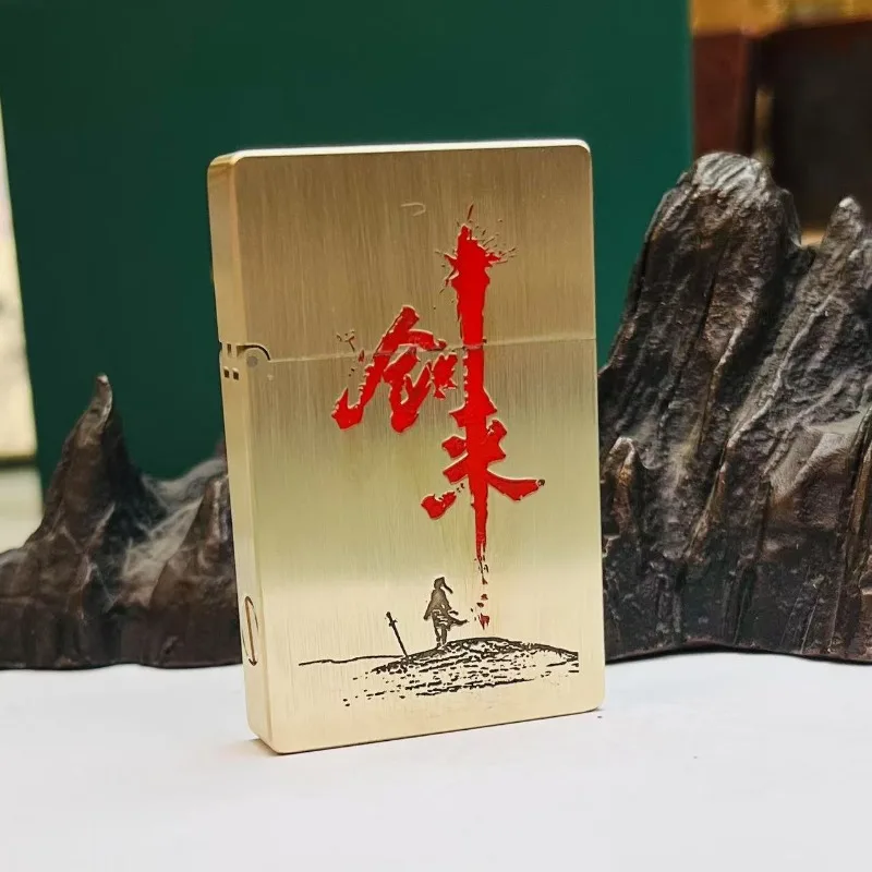 2026 New Personalized Creative Brass Ultra-thin Enamel Kerosiene Lighter Is The First Choice for Men’s Gifts