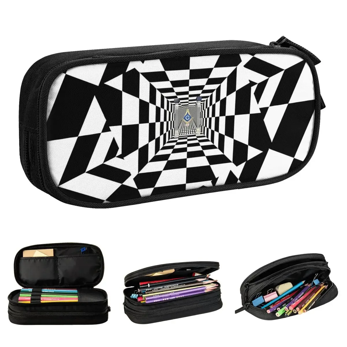 

Freemasonry Freemason Masonic Pencil Case Fashion Pen Holder Bags for Student Big Capacity School Supplies Gift Pencil Box