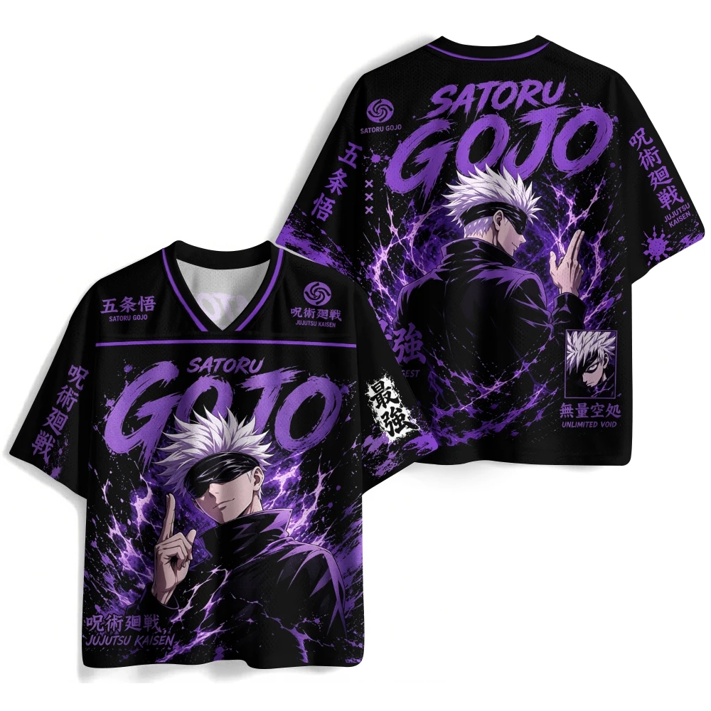 Latest American Street Personality Spell Battle: Gojo Satoshi Anime Men and Women's Casual Sports Short Sleeves