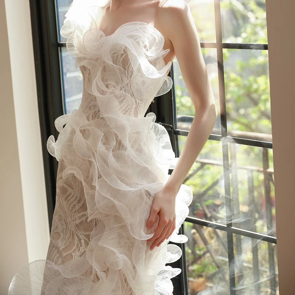 ESBRIDE Abito da sposa a sirena Abito da cerimonia da donna Abiti da sposa senza maniche senza spalline personalizzati Abiti da sposa principessa