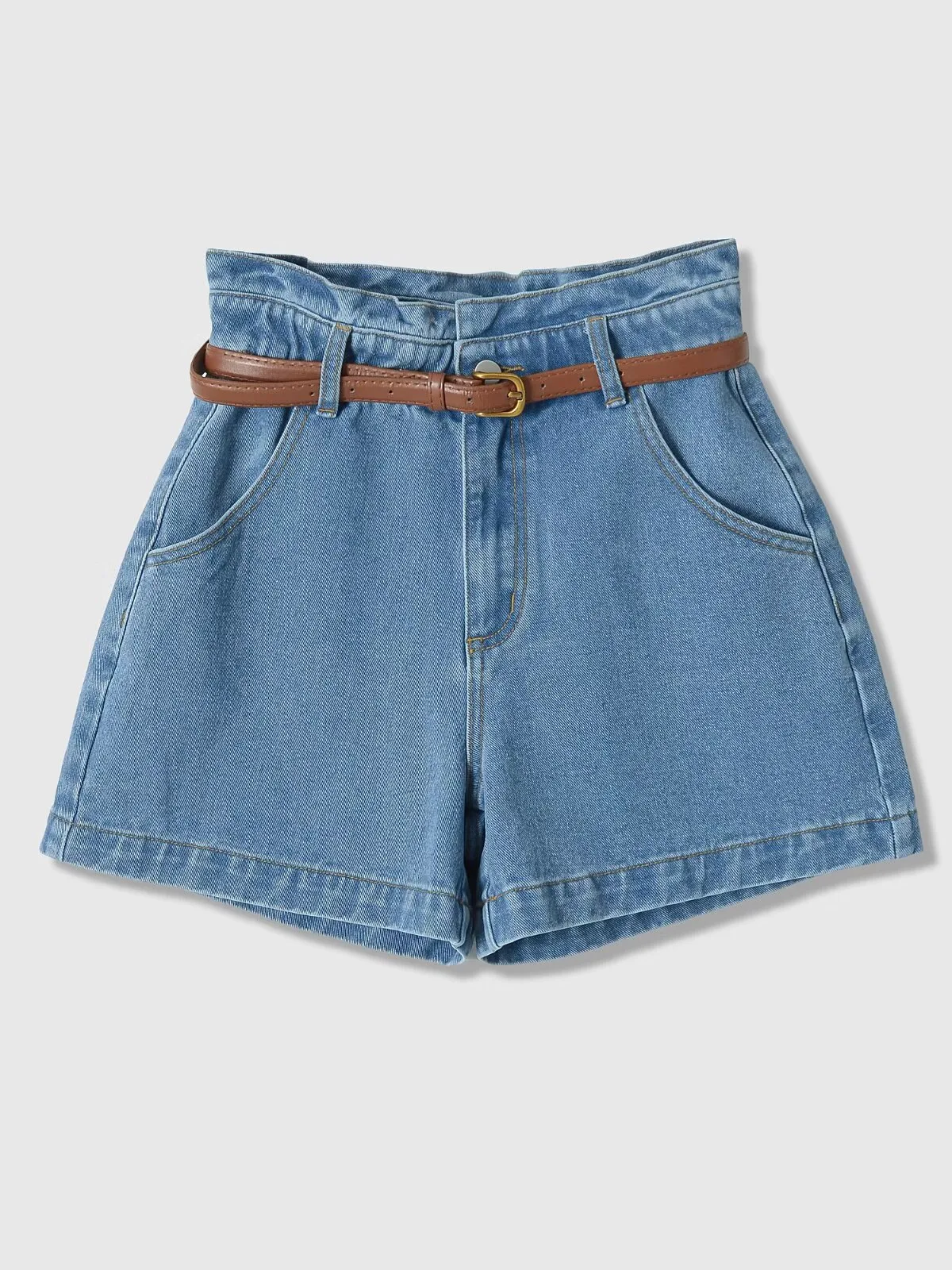 Dave&Di New Cross Border European And American Foreign Trade High Waist Belt Loose Casual Shorts