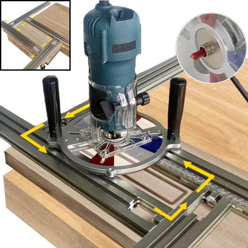 

Routing Jig Frame Trimming Machine Milling Groove Engraving Guide Rail Adjustable Auxiliary Guide Rail Bracket Woodworking Tools