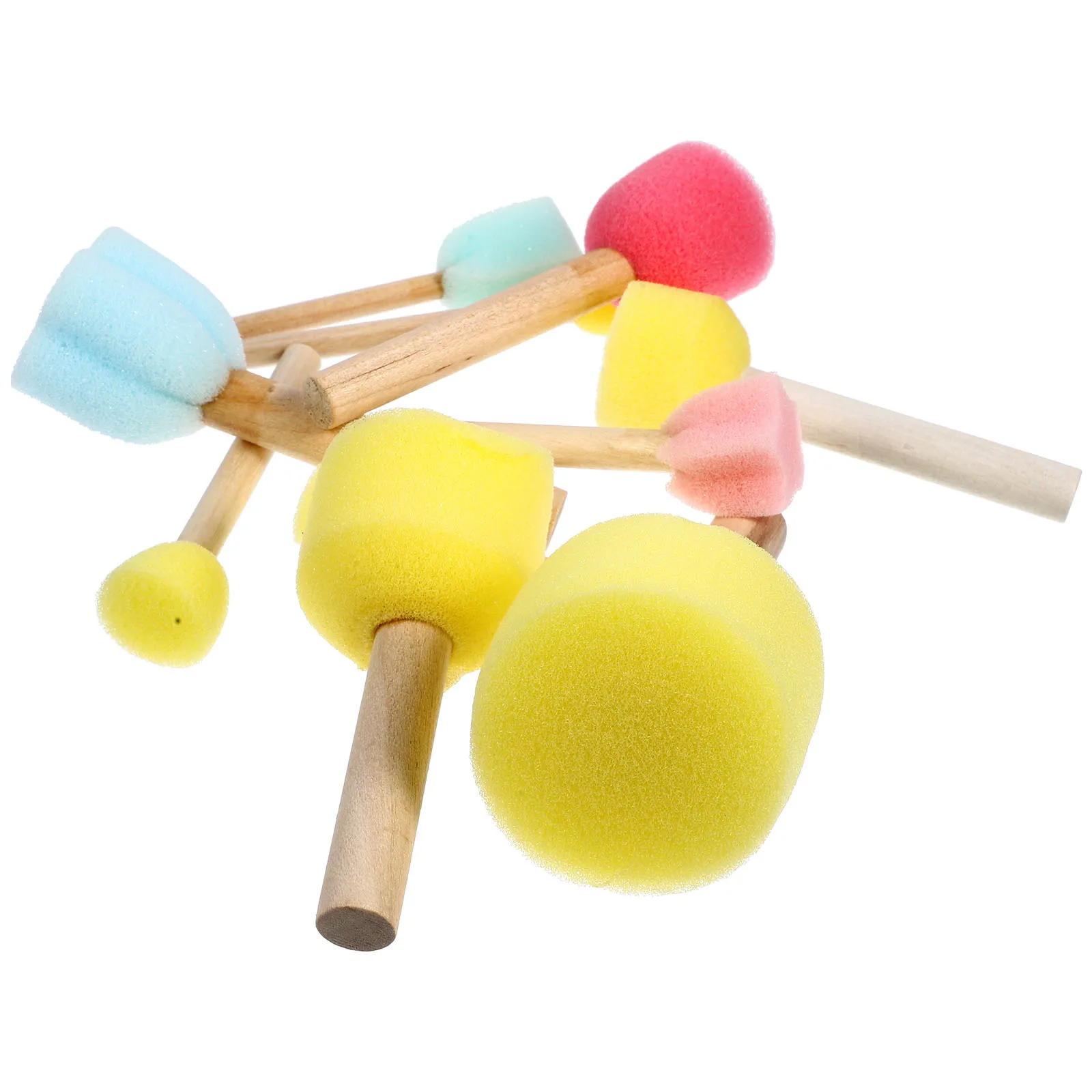 

10pcs Sponge Brush Kids Wooden Handle DIY Painting Tools for Art Craft Creative Design Round Paint Sponge Brushes Set
