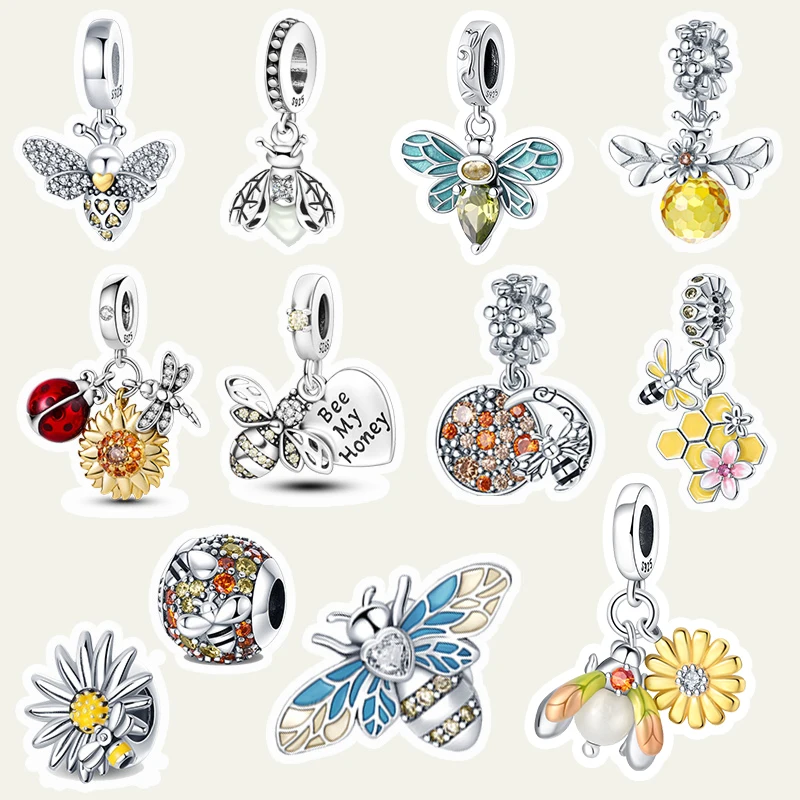 925 Sterling Silver Glowing Fireflies Bee Charms Beads Fit Original Bracelet for Women Fine DIY Travel Jewelry Making