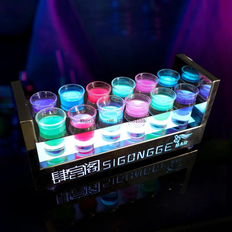 

Bar KTV Creative LED Cocktail Rack Stainless Steel Wine Cup Holder One Cup Holder Luminous Bullet Cup Holder
