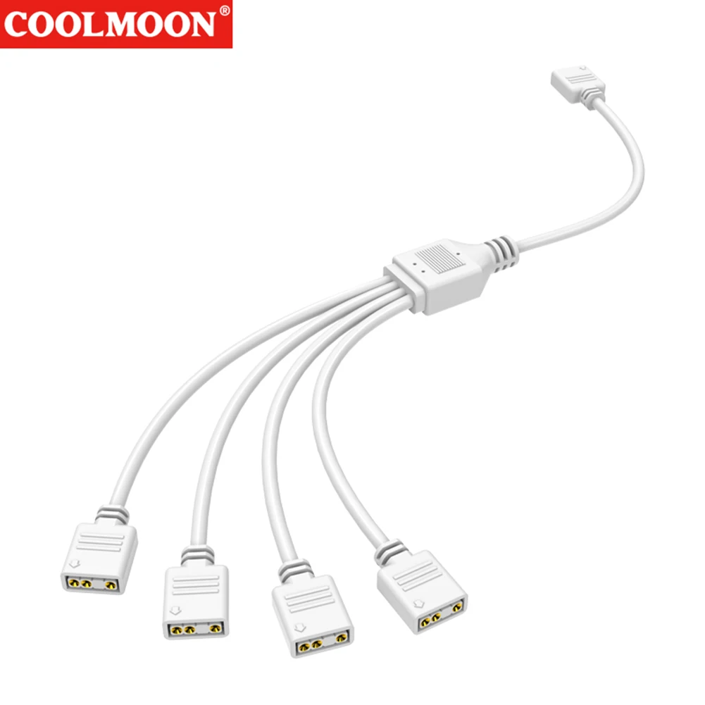 

ARGB Chassis Fan Splitter 30cm 1 To 2/3/4 for PC Light Strip Fans (White 1 to 4)