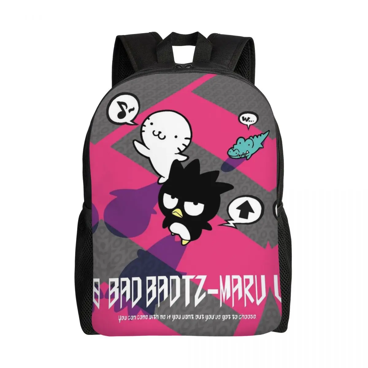 Mochila personalizada de Animes Bad Badtz Maru, morral de dibujos animados Kawaii para hombres y mujeres, resistente al agua, bolsa escolar y universitaria, bolsa de libros estampada