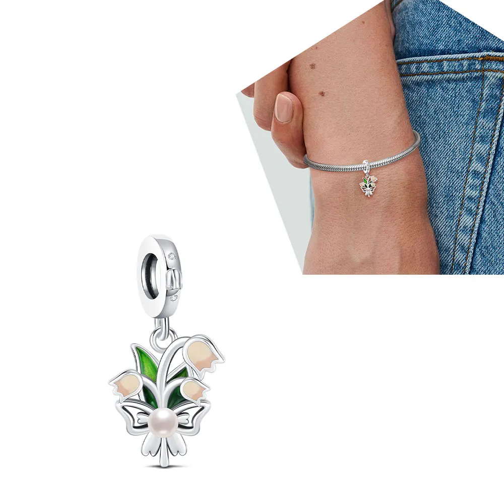 2025 حار جديد الأصلي زهرة قلادة 925 فضة روز سحر صالح سوار diy للنساء أنيقة حبة ارتداء اليومي غرامة هدية #5