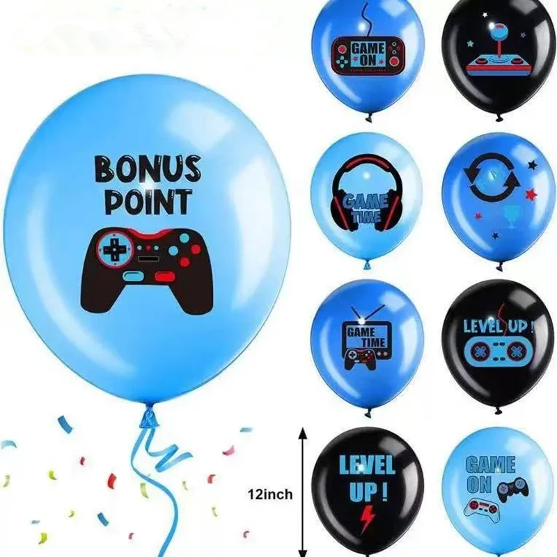10/30Pcs Black White Play Game Balloons Video Game Controller Latex Balloon Happy Birthday Party Kid Boy Shower Gamer Level Up view 5