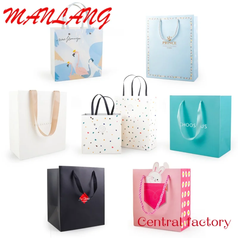 Bolsa de regalo de papel de lujo con logotipo personalizado impreso, embalaje, bolsa de compras con sus propios logotipos para ropa, prendas de vestir, hombres y mujeres