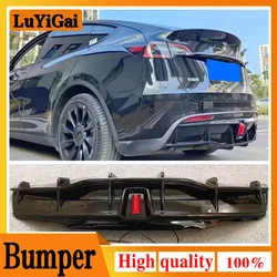 For 2016 -2023 Tesla Model Y/ Model 3 Rear Bumper Diffuser Splitter Spoiler Lip Bodykit Black Carbon Tuning Accessories Part
