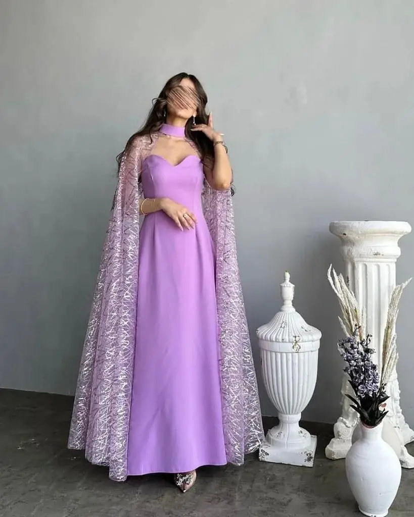 Sapmae Scalloped Neckline A-line Sheath Vent Floor-length Zipper Up Purple Elegant Prom Formal Evenning Party Dress For Women