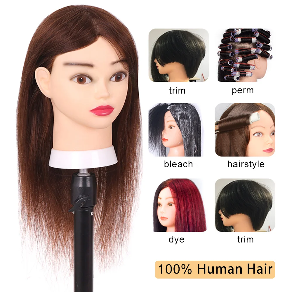 Manequim Cabeças para Hair Training e Styling, 100% Premium Cabelo Humano, Perfeito para Profissionais de Salão e Prática de Cabeleireiro