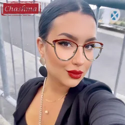 Chashma Cat Eye Optical Eyewear Women Prescription Glasses Frame Anti Blue Ray Crystal Fashion Spectacle for Myopia Lenses