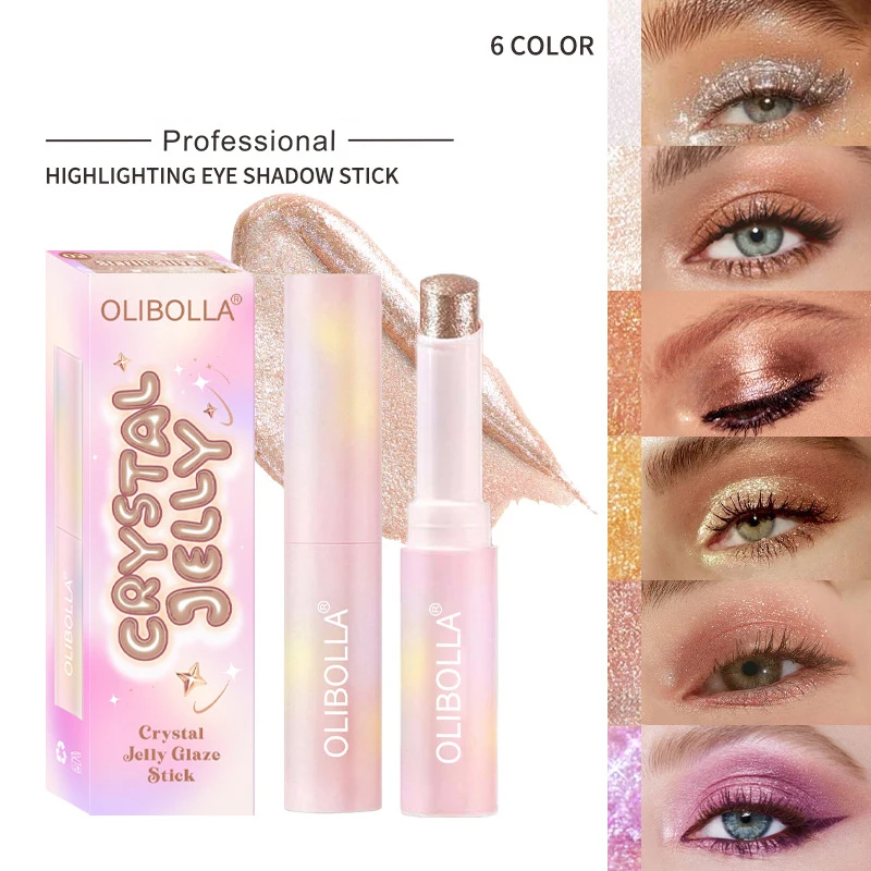 Destaque sombra de olho de longa duração hit cristal geléia sombra de olho de alto brilho super brilhante multi-cor sombra de olho destaque vara
