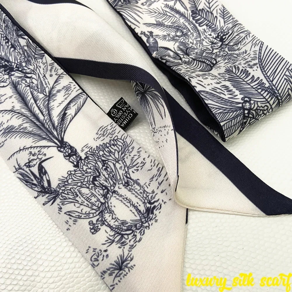 NEW Spring Luxry Design Women Silk Ribbon Scarf Handbag Handle Wrap Bag Ribbon Scarf Women Girls Head Hair Wrist Ribbon  Bag image 4