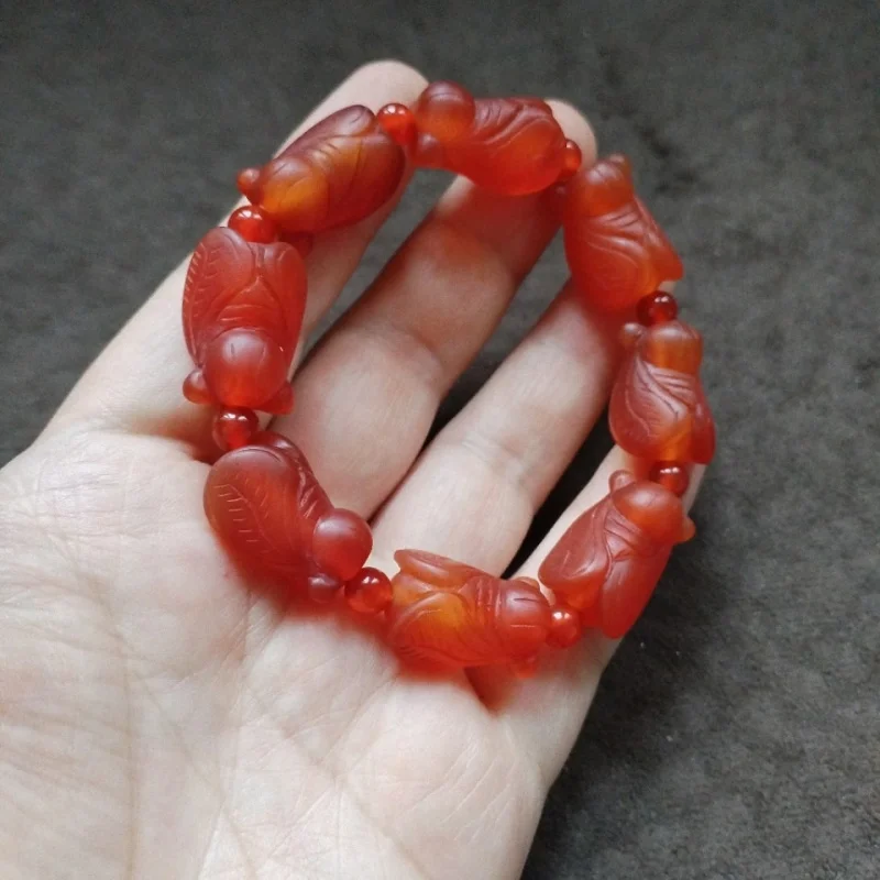 Tibetan Backflow Knows Beads Make a Great Coup Red Agate Beaded Bracelet