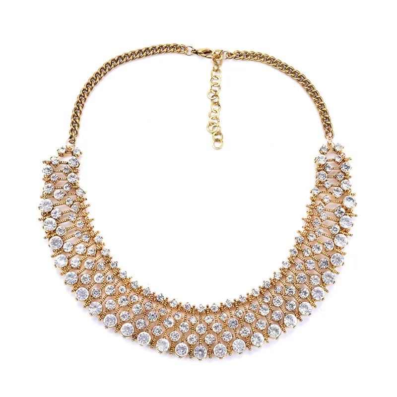 ZA Statement Large Crystal Collar Necklace Women Fashion Ethnic Vintage Big Choker Necklace Jewelry Woman