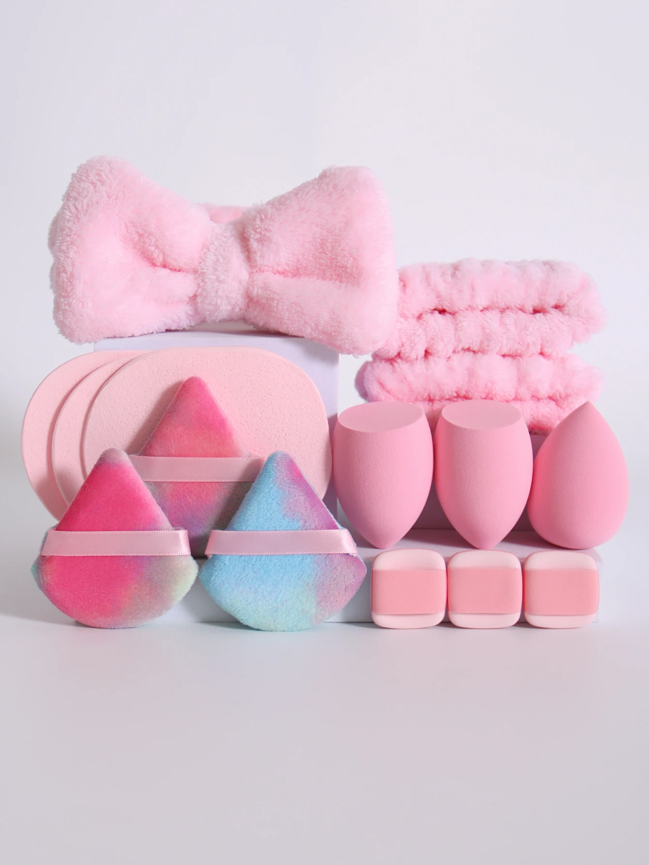 15 件套 Cosmetic Puff Makeup Sponge Blender Beauty Egg Foundation Sponges Puff Wash Face Headband Wristband Make up Accessories