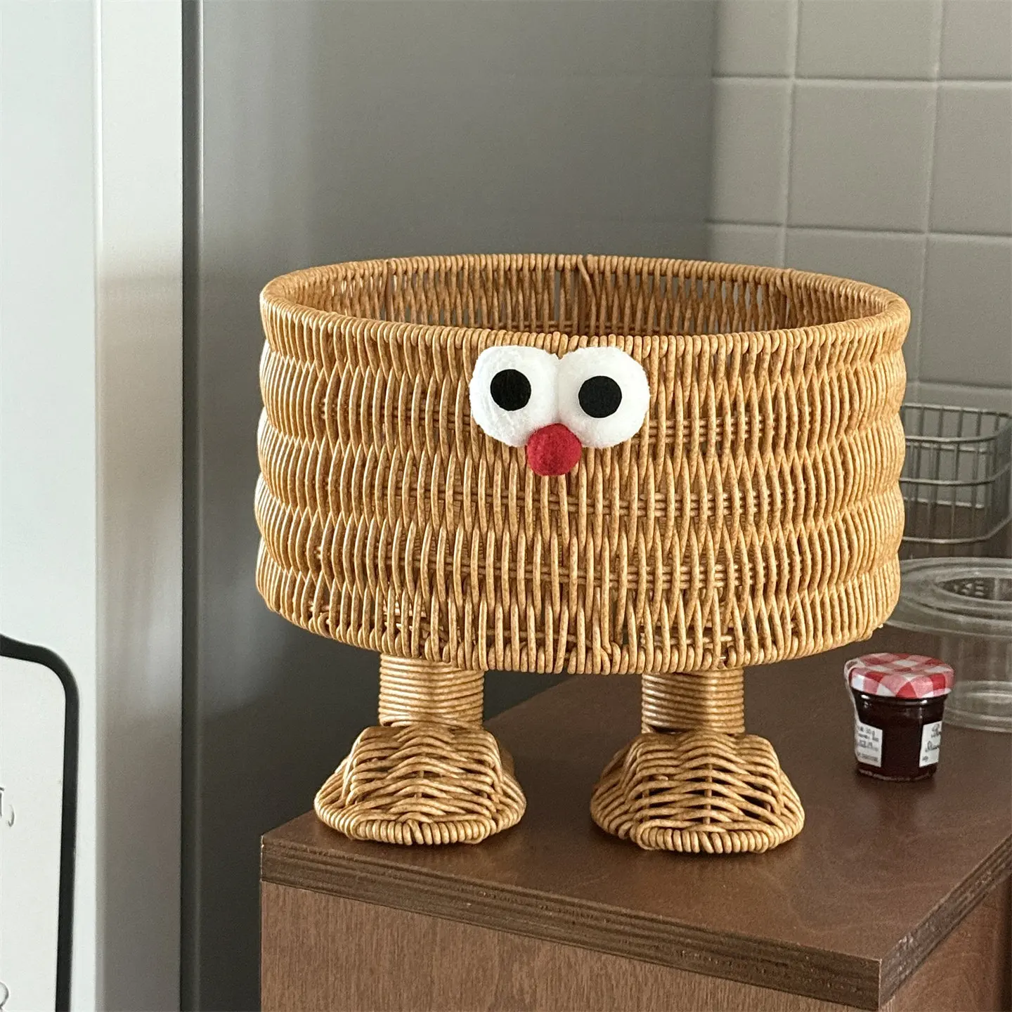 MOMO Cute Rattan Storage Basket Desktop Snack Bread Miscellaneous Storage Basket Fruit Plate 3