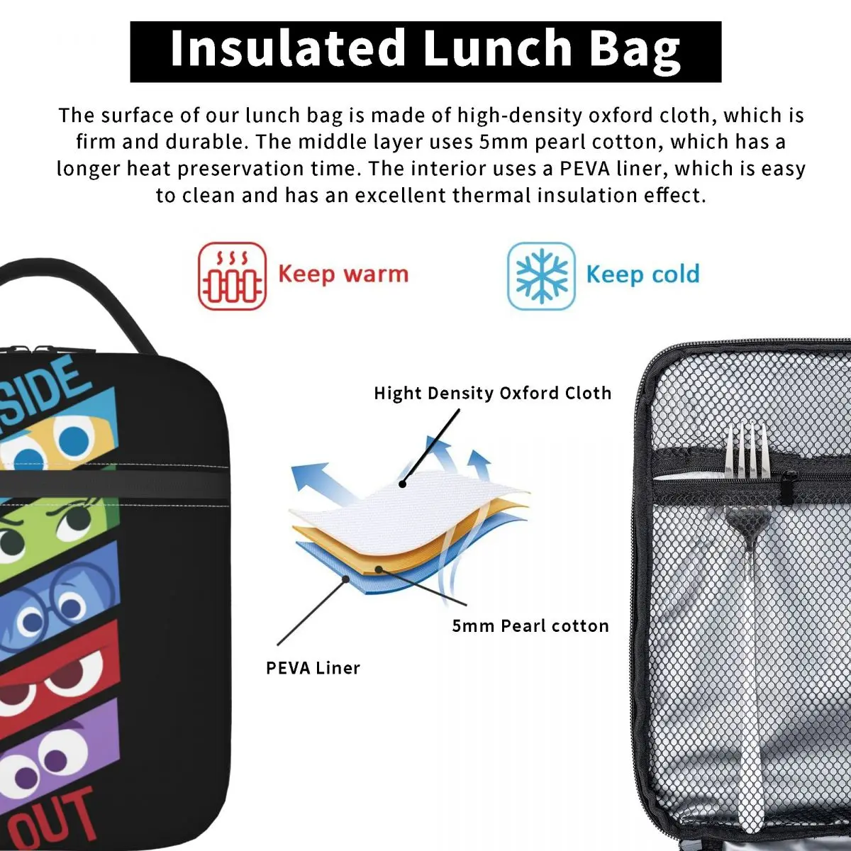 Pannelli di emozione interni personalizzati Lunch Bag uomo donna Cooler scatole per il pranzo isolate termicamente per la scuola dei bambini