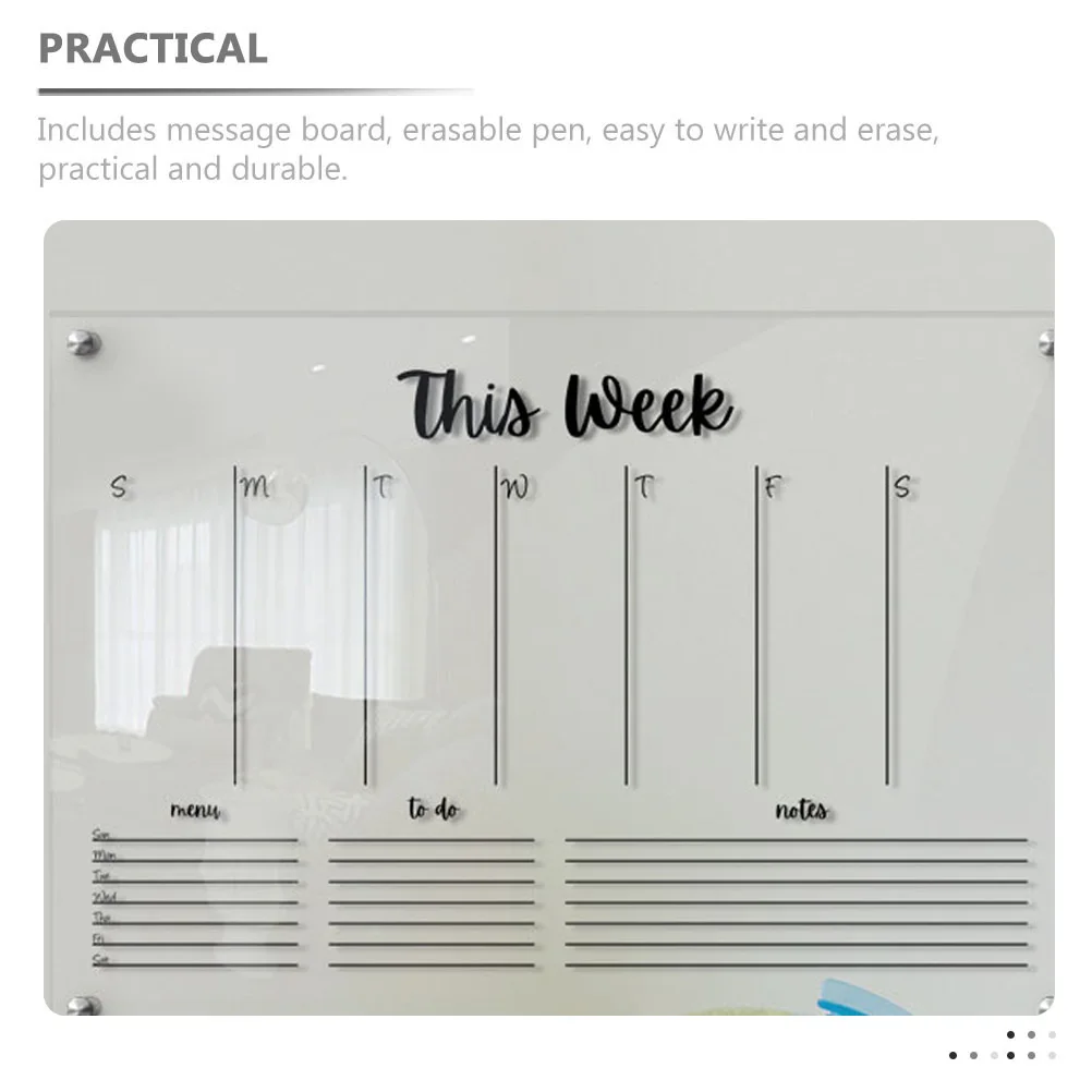

Acrylic Wall Calendar Clear Erasable Memo Board Home Office Weekly Planner Note Writing Whiteboard Metal Marker