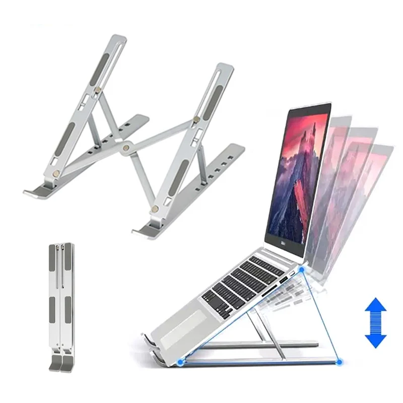 Laptop Stand Desk Adjustable heigh Lightweight Aluminum Foldable Laptop Cooling Holder for Storage Office Travel