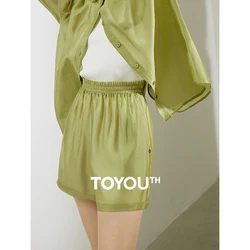 TOYOUTH Women Shorts 2024 Summer New Leisure High Waisted Wide Leg Casual Pants