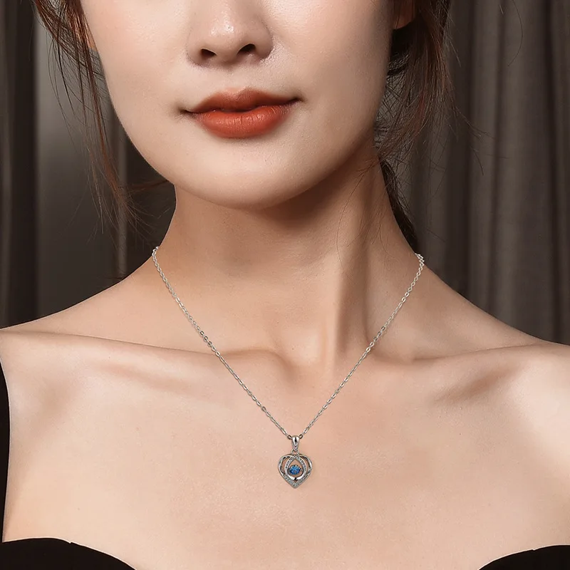 티타늄 스틸 다이나믹 하트 비트 목걸이 쇄골 체인 펜던트, 클래식하고 패셔너블함