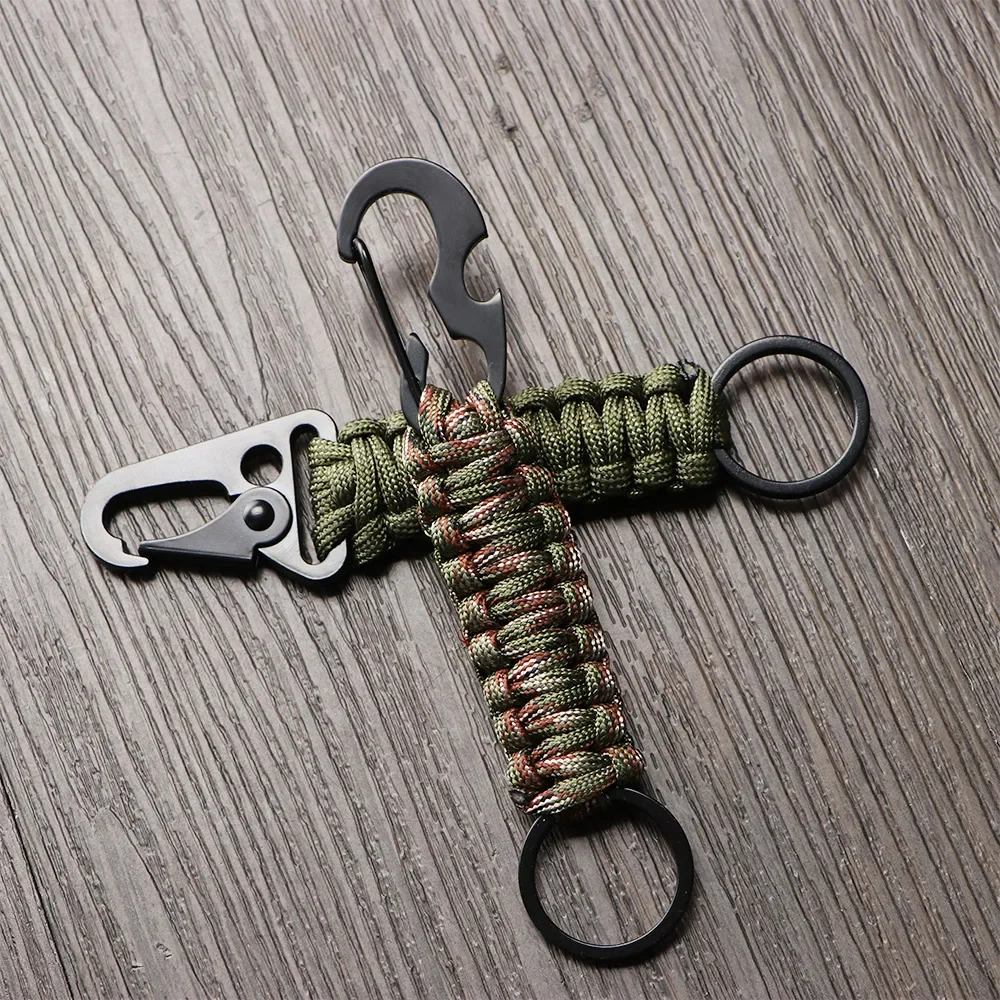 Camping Keychain Ring Outdoor Carabiner Military Paracord Cord Rope Hiking Survival Kit Emergency Knot Bottle Opener Tools view 4