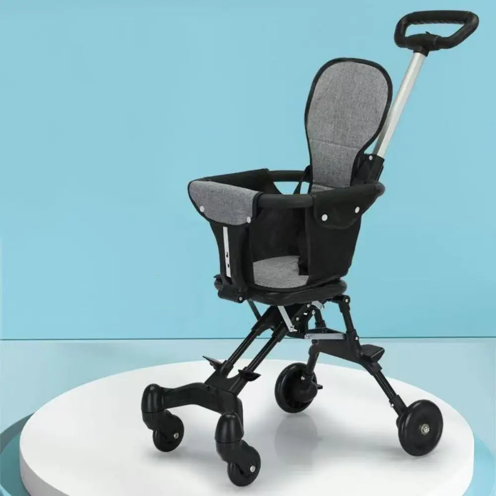 

Breathable Four-Wheel Travel Trolley 360° Wheel Soft Wide Seat Folding Baby Stroller Foldable Height Two-Ways Baby Strolling Car