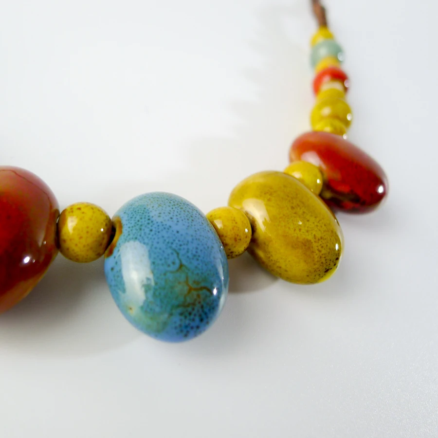 Long Rope Colorful Ceramic beads pendant Necklaces Handmade DIY fashion Necklace for women #EY202