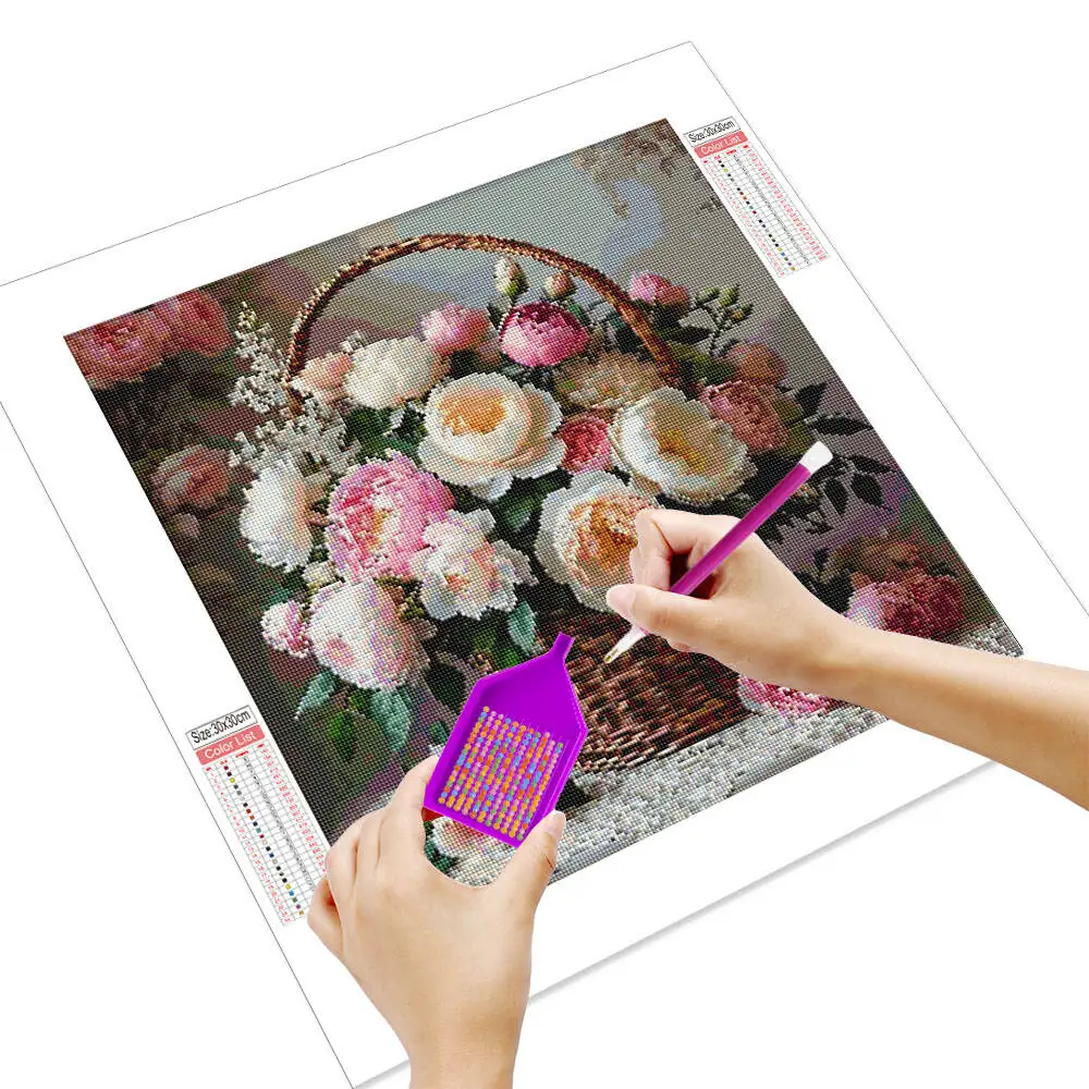 Frameless, Diamond Mosaic Flowers Basket Suitable For Beginners Embroidery DIY Picture Painting Handmade Gift - view 2